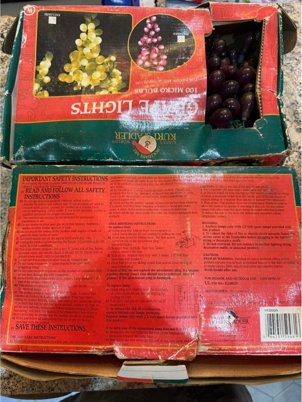 Kurt S. Adler Grape Cluster Decorative String Lights with 100 Micro Bulbs